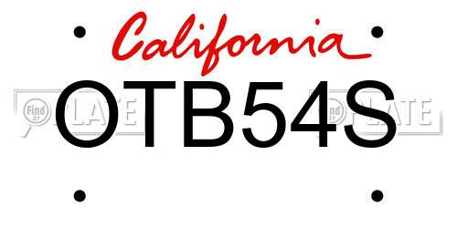 OTB54S California License Plate