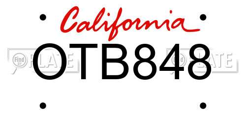 OTB848 California License Plate