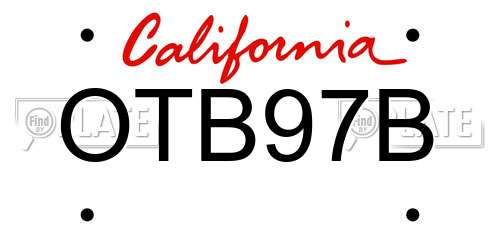 OTB97B California License Plate