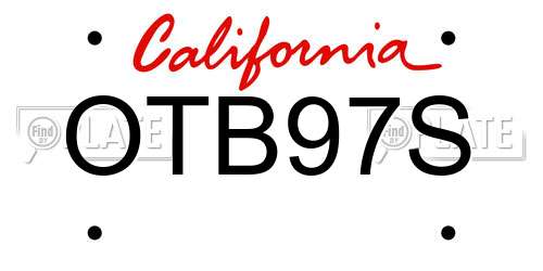 OTB97S California License Plate