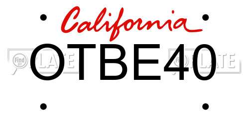 OTBE40 California License Plate