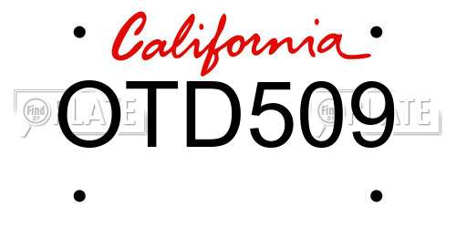 OTD509 California License Plate