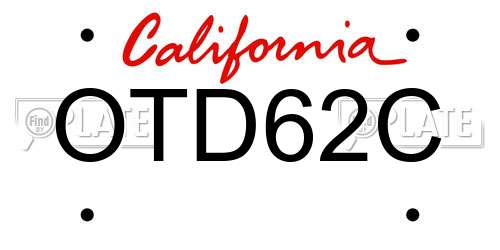 OTD62C California License Plate