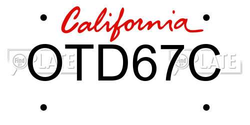 OTD67C California License Plate