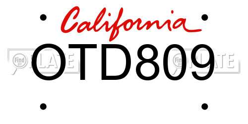 OTD809 California License Plate