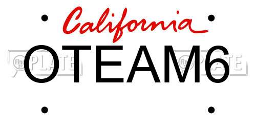OTEAM6 California License Plate