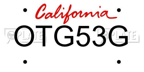 OTG53G California License Plate