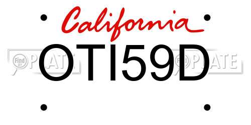 OTI59D California License Plate