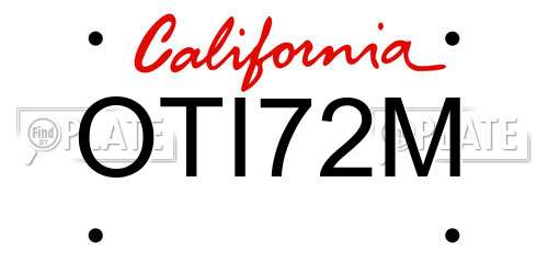 OTI72M California License Plate