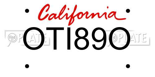 OTI89O California License Plate