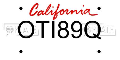 OTI89Q California License Plate
