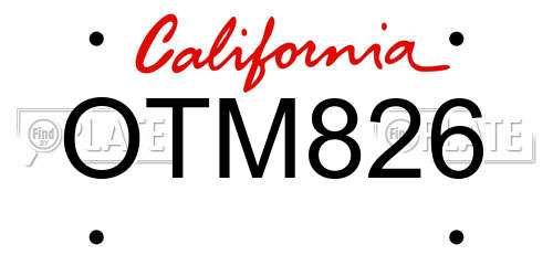 OTM826 California License Plate