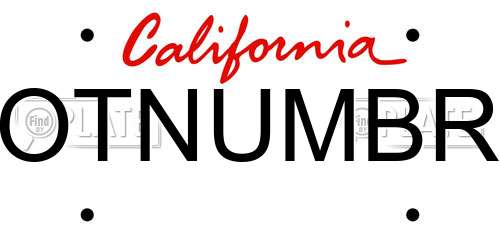 OTNUMBR California License Plate