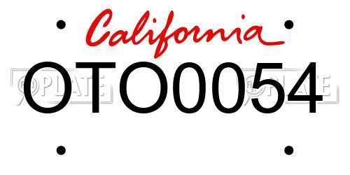 OTO0054 California License Plate