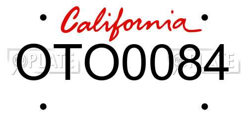 OTO0084 California License Plate