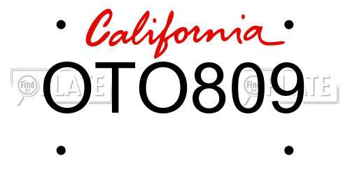 OTO809 California License Plate
