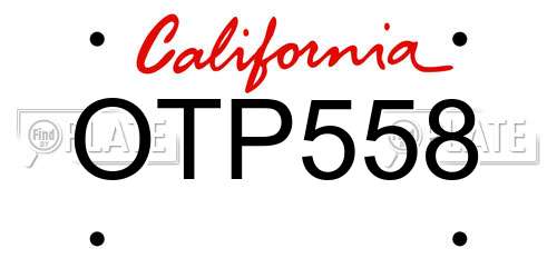 OTP558 California License Plate