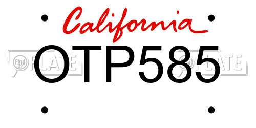 OTP585 California License Plate
