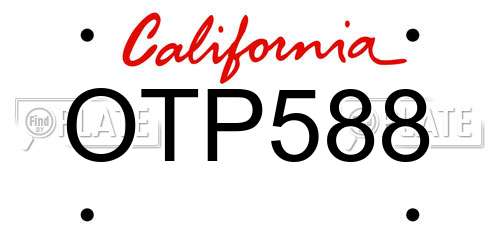 OTP588 California License Plate