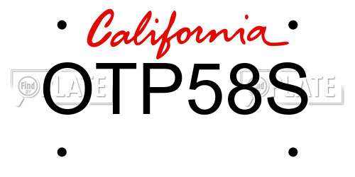 OTP58S California License Plate
