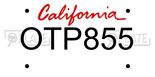 OTP855 California License Plate