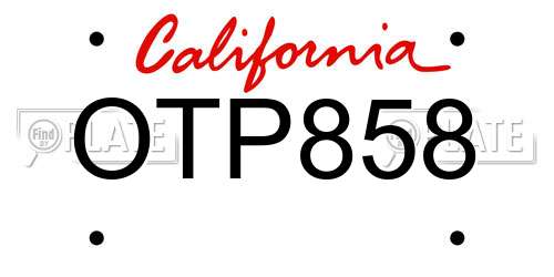 OTP858 California License Plate