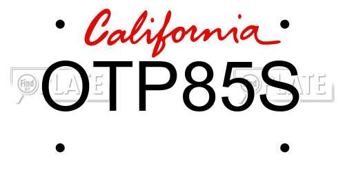 OTP85S California License Plate