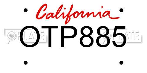 OTP885 California License Plate