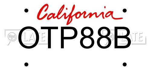 OTP88B California License Plate