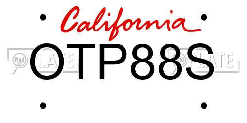 OTP88S California License Plate