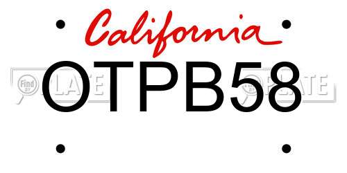 OTPB58 California License Plate