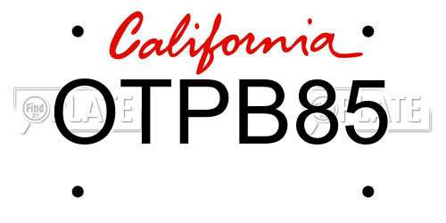 OTPB85 California License Plate