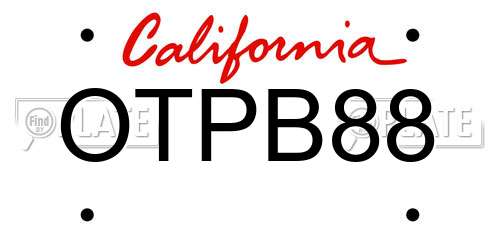 OTPB88 California License Plate