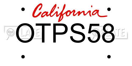 OTPS58 California License Plate