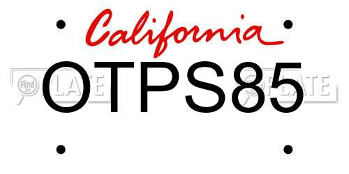 OTPS85 California License Plate