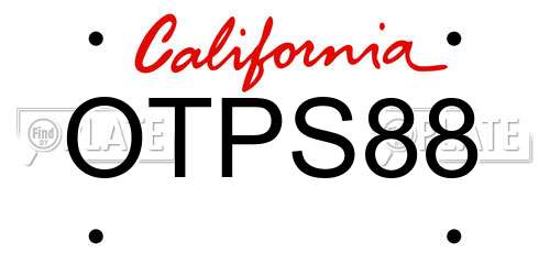 OTPS88 California License Plate