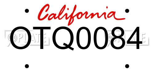 OTQ0084 California License Plate