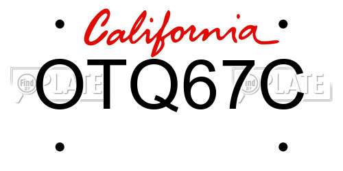 OTQ67C California License Plate