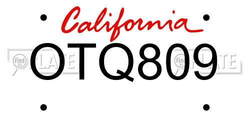 OTQ809 California License Plate