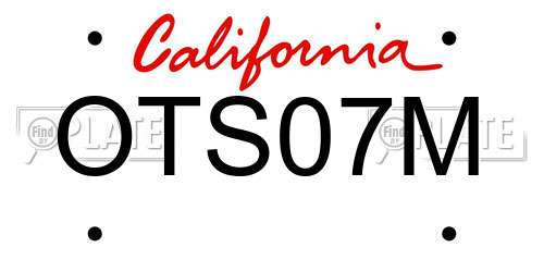 OTS07M California License Plate