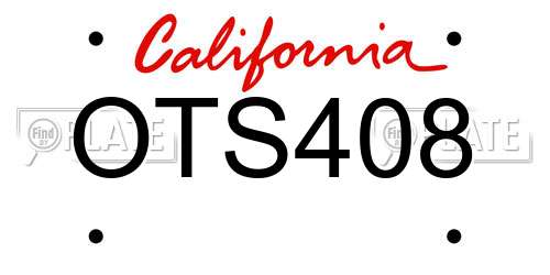 OTS408 California License Plate