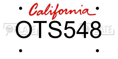 OTS548 California License Plate