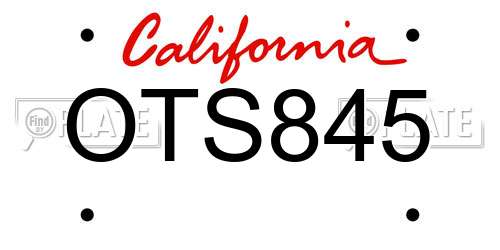 OTS845 California License Plate