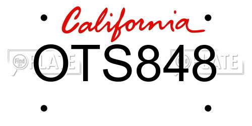 OTS848 California License Plate