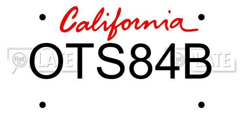 OTS84B California License Plate