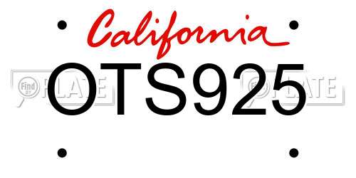 OTS925 California License Plate