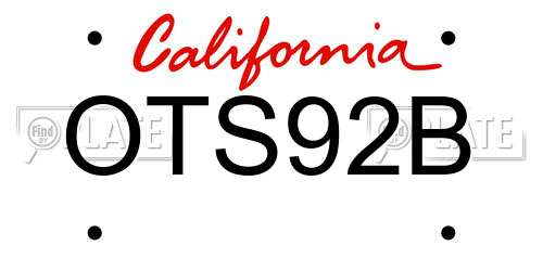 OTS92B California License Plate