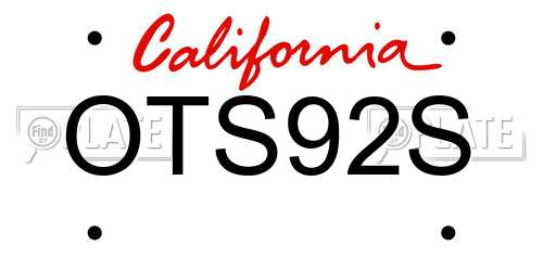 OTS92S California License Plate