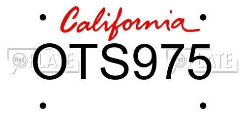 OTS975 California License Plate