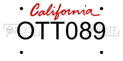 OTT089 California License Plate